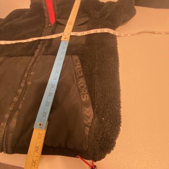 Michael Kors Jacket Men M Black Fleece Teddy Full Zip Mixed Media Elastic Waist - Picture 6 of 13